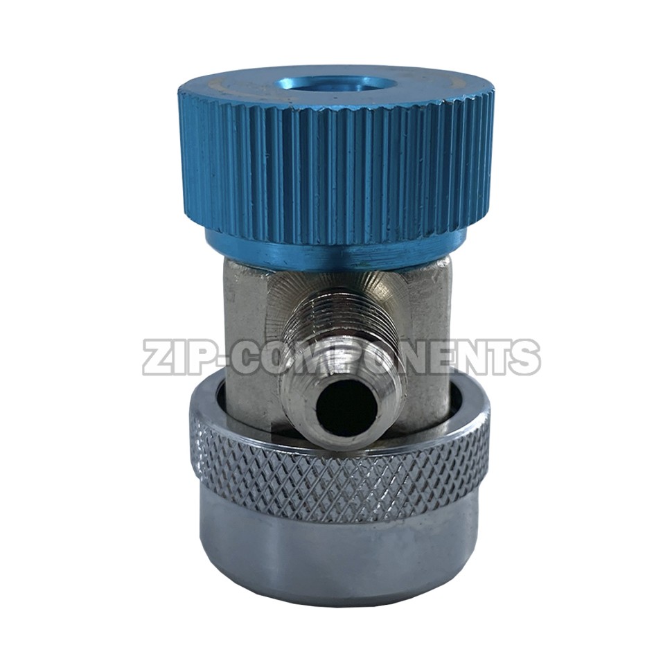 Муфта быстросъемная для автокондиционера QC-LA для R134a с краном, 1/4" SAE 90° male, низкое давление