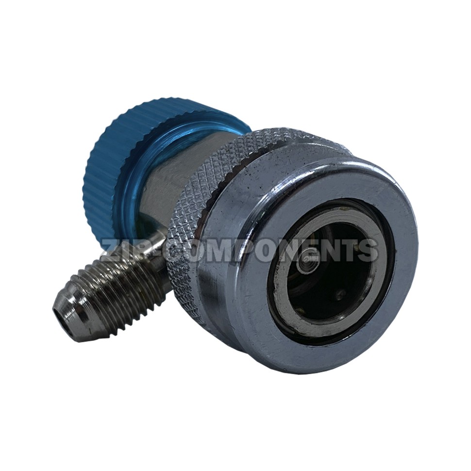 Муфта быстросъемная для автокондиционера QC-LA для R134a с краном, 1/4" SAE 90° male, низкое давление