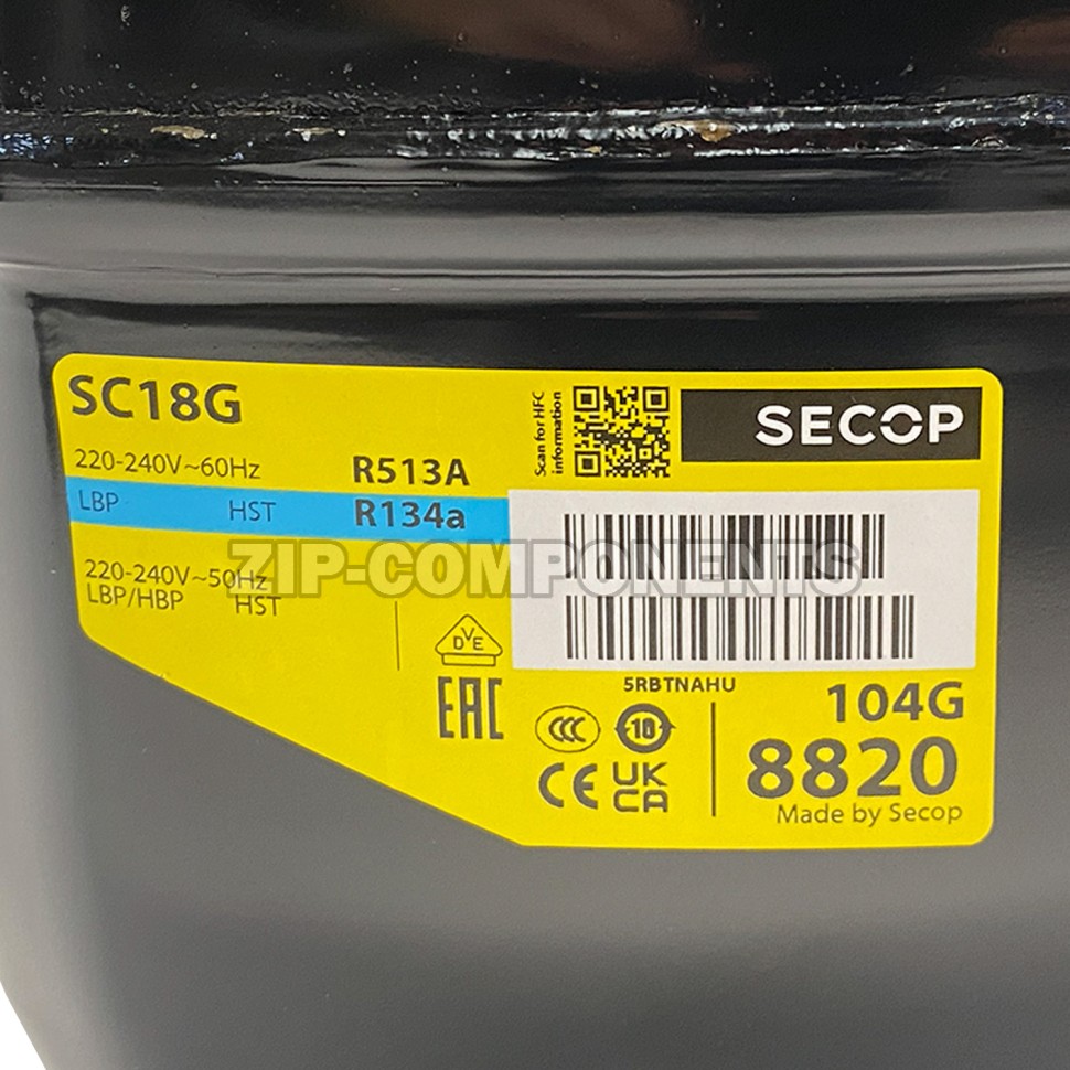 Компрессор Secop SC18G (R134) (W при -23.3° 392Вт) (W при +7.2° 1645Вт) универсальный